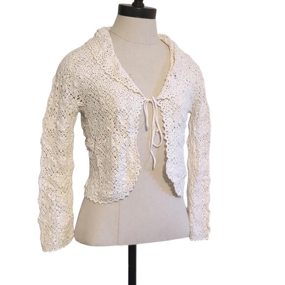 Ago e Filo white lace tie front cardigan blouse size M - Picture 1 of 6